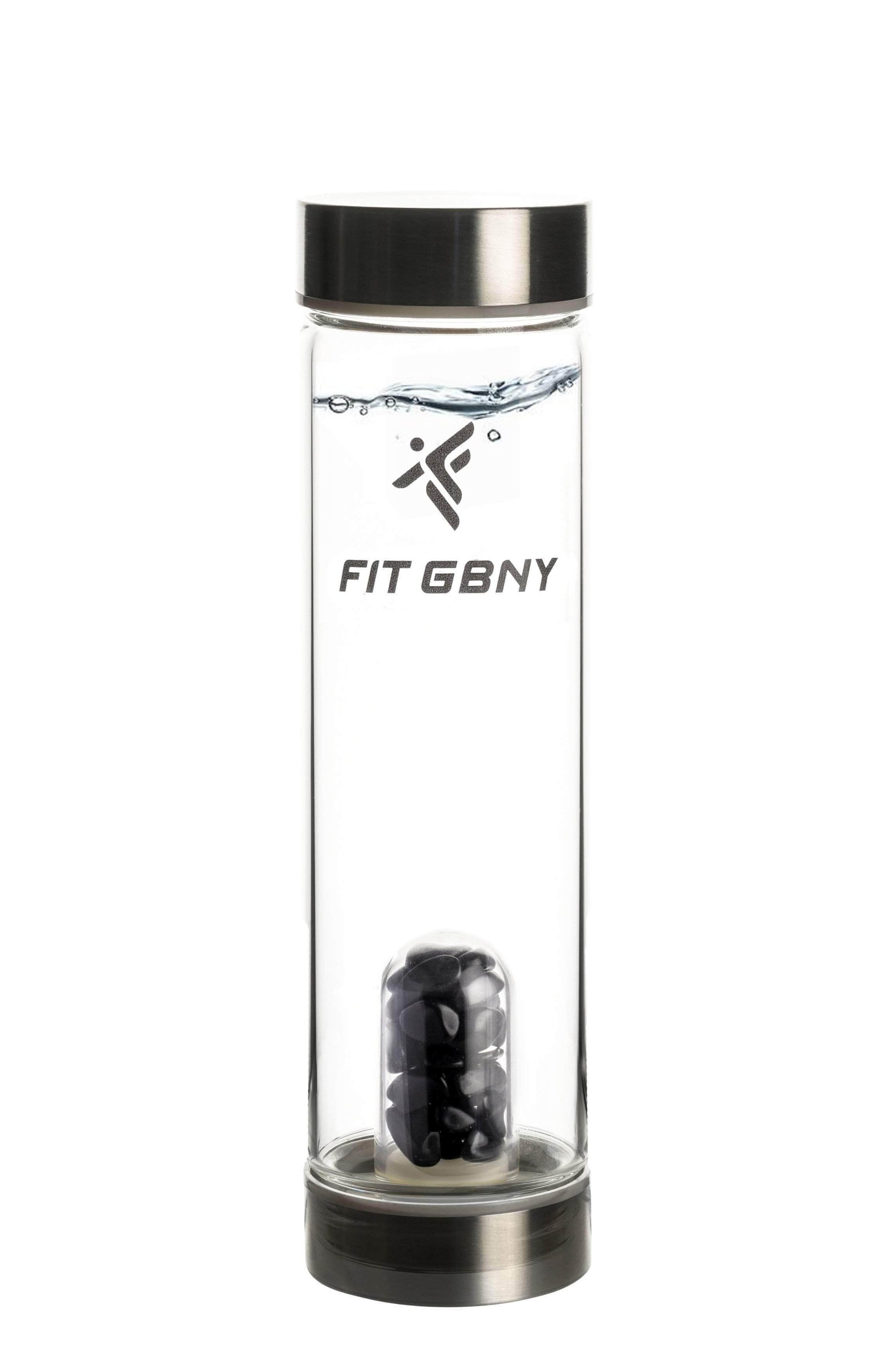 FIT GBNY ELIXIR OS / Stainless Steel Crystal Infused Obsidian Gemstone Elixir GB3536 - OBS