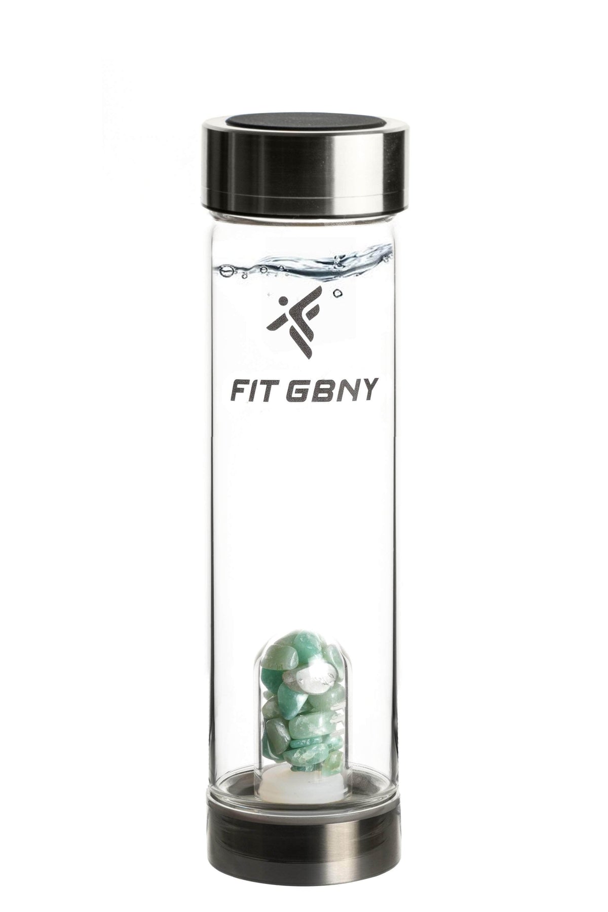 FIT GBNY ELIXIR OS / Stainless Steel & Soft Rubber Crystal Infused Aventurine Gemstone Elixir GB3536 - AVE