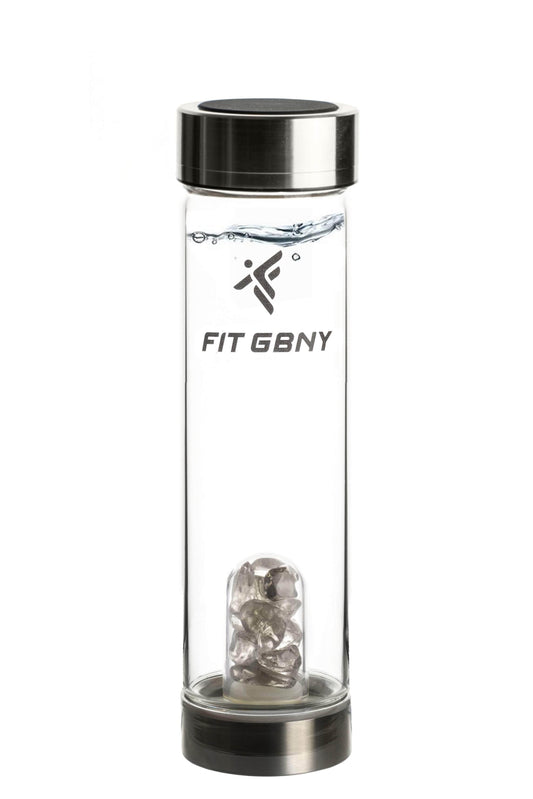 FIT GBNY ELIXIR OS / Stainless Steel & Soft Rubber Crystal Infused Smoky Quartz Gemstone Elixir GB3536 - SQZ